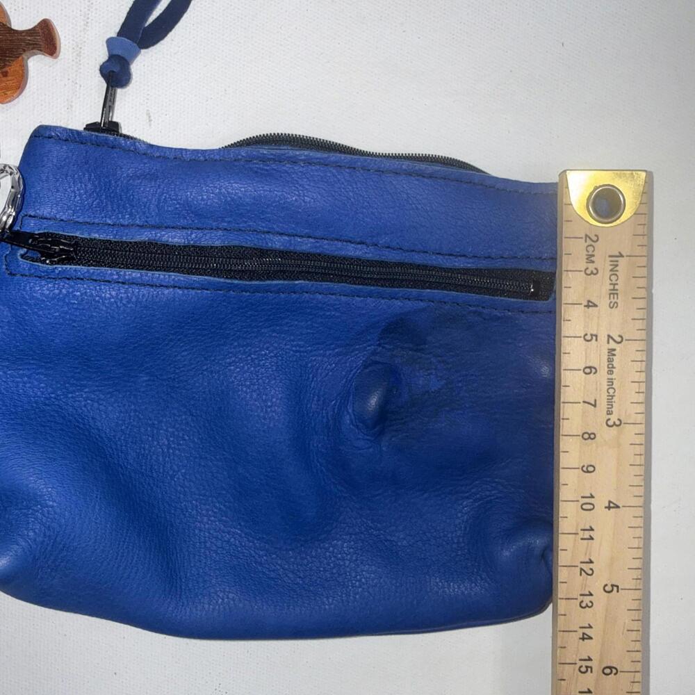Aloha From Hawaii Dyed Leather Embellished Zip Wristlet Coin Purse Wooden Fish - Picture 6 of 14